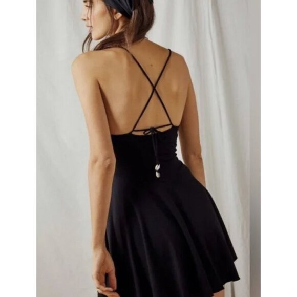 FREE PEOPLE X INDAH BODY Ice Dancer Slip Mini Dress in Black - Size 3 / Large - Picture 2 of 13